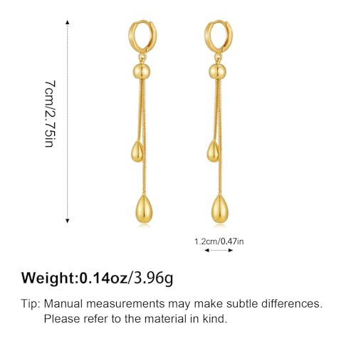 YUJIE Gold Drop Earrings for Women Long Teardrop Dangle Earrings 14K Gold Plated Minimalist Statement Chain Earring Trendy Jewelry - color: gold 134A