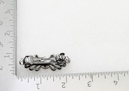 Faship Red Black Gun Plated Small Mini Floral Hair Barrette Clip - color: Red / Black gun plated