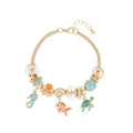 Madison Tyler Beach Bracelet for Women | Seahorse Octopus Tropical Fish Sea Turtle Shell Conch Beaded Charm Bracelet | Cute Gold Plated Adjustable Snake Chain Bracelet - style: Seahorse Octopus Tropical Fish Sea Turtle Shell