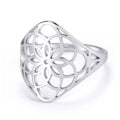 TEAMER Filigree Flower Ring Stainless Steel Elegant Bohemian Finger Ring Wedding Band Ring Exquisite Jewelry for Women - color: Style 1 - Silver