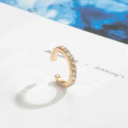 Ear Cuffs Non Piercing 14K Gold Plated Ear Cuff Earrings for Women Trendy Clip on Cartilage Earring Stacks Non Pierced Adjustable Fake Earrings Set Jewelry - color: B3:gold rhinestone ear cuff 4pcs
