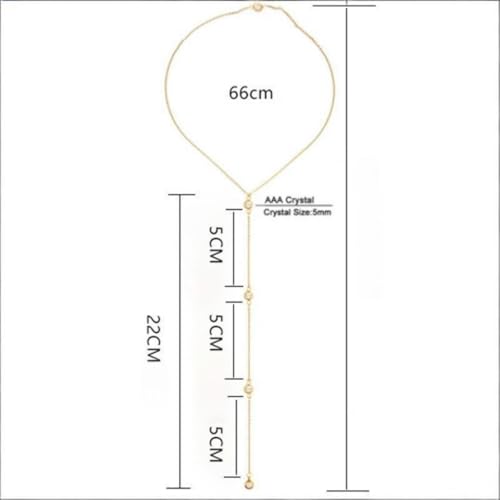 Rhinestone Back Chain Necklace for Women Bridal Wedding Sexy Rhinestone Backdrop Chain Waist Belly Chains Trendy Body Chains Jewelry - style: 4Gold