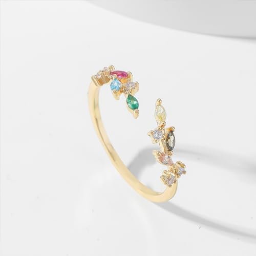 Dainty Rings Open Adjustable Ring Leaf Ring for Women Dainty Stackable Rings for Women - color: G