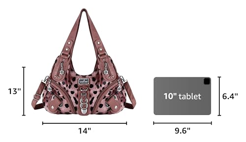 Angelkiss Hobo Purses and handbags for Women Satchel Handbag Women Purses Large Daily Shoulder Bags | Purses - color: Leopard Pink