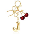 Cute Initial Cherry, Bow, Heart & More Styles - Personalized Keychain Bag Charms & Purse Accessories for Handbags - color: Red Cherry, style: J