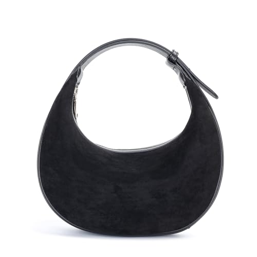 Herald Suede Crossbody Bag for Women, Vintage Hobo Handbag Crescent Shoulder Purses with Adjustable Strap Winter Fall - color: Suede Black