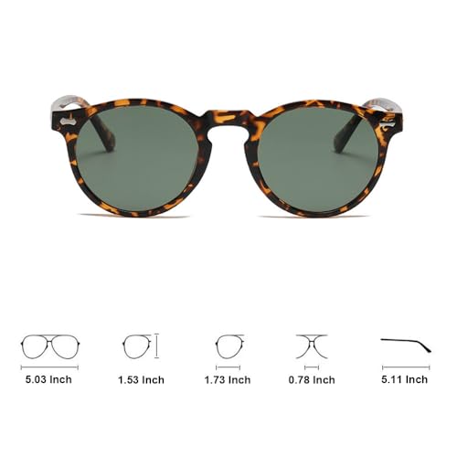 Ridering Kids Polarized Round Sunglasses,Cute Retro Sun Glasses for Toddler Girls Boys Party Beach Shades Age 3-9 - color: Black+tea Leopard