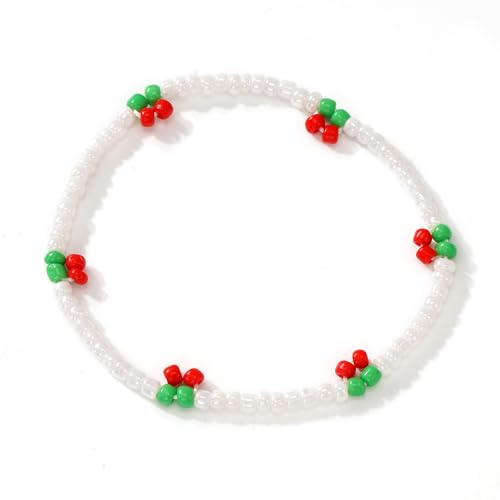 Dainty Gold Plated Tiny Ball Colorful Beaded Stack Bracelets Sets for Women,3Pcs Stackable Cute Bracelet Stretch Trendy Ball Jewelry Friendship Gift - color: red