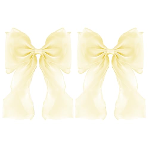 Large Hair Bow Clips for Women, Yellow Bow Hair Barrettes with Long Tail French Hair Ribbon Clips Hair Accessories for Girls (Yellow 2PC) - color: Yellow,Yellow