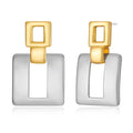 MUYAN Gold Silver Geometric Drop Dangle Earrings for Women Brushed Link Square Dangle Earrings Trendy Jewelry - color: C Gold Silver