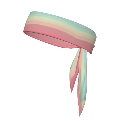 Sports Tie Headband Bandana Running Athletic Sweat Band Elastic Adjustable Sport Head Tie for Men Women Head Ties Ninja Tie Headbands Tennis Sweatbands Soccer Basketball Teams Running Head Band - color: Pink blue gradient