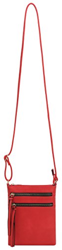 DELUXITY Crossbody Purse Bag Shoulder Bag Multi Pocket Zipper Purse - color: Red