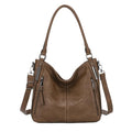 Shoulder Handbags for Women Large Soft Casual PU Leather Hobo Tote Purses - color: A-khaki