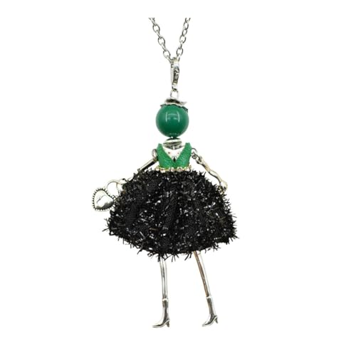 Crystal Paris Doll Necklace for Women, Handmade Cute Dress Long Chain Pendant Necklace Prom Costume Jewelry - style: 01