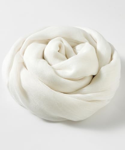 Harewom Lightweight Gauze Linen Feeling Shawl Wraps for Women Beach Summer Scarf for Evening Wedding Dresses - color: Shawl Wraps - White