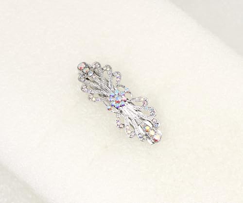 Faship Gorgeous AB Rhinestone Crystal Small Mini Floral Hair Barrette Clip - color: AB
