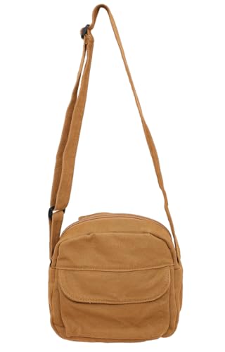 Small Crossbody Bag Cute Purse Mini Canvas Crossbody Purse Phone bag - color: Brown