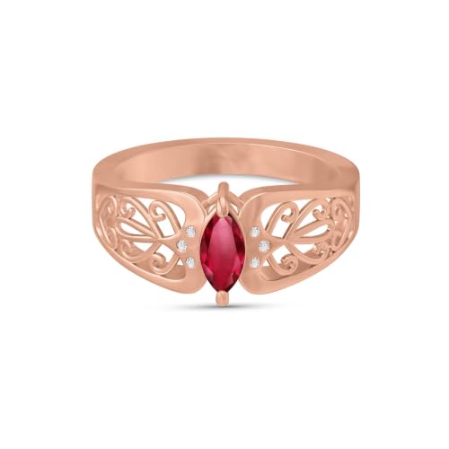 Galaxy Gold 14K Solid Gold 0.3 Carat Natural Ruby Filigree Ring for Women Yellow Gold Fine Jewelry