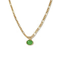 Green Aventurine Stone Pendant Necklace for Women Dainty 18K Plated Gold Chain Choker Necklace,Layered Necklace,Jewelry Set Non Tarnish - color: Green-Aventurine gem