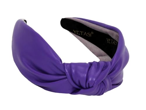 Leather Headbands for Women Violet Purple Stylish Year-round Wearable All Day. Head bands Adult Women Trendy Head band for Women's Hair Knotted Headband Top Knot Womens Fashion Designer Girls - color: Violet Purple