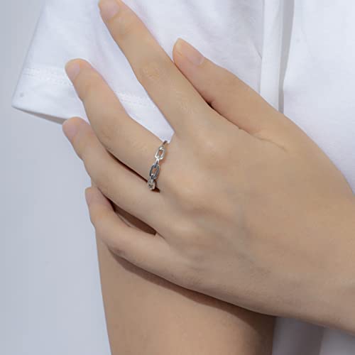 Amazon Essentials Plated Sterling Silver Chain Link Accent Ring - color: Rhodium, size: 5