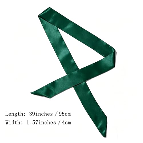 10 Pcs Long Thin Small Skinny Scarf Satin Neck Tie Ribbon Choker for Women Girls - color: Dark Green