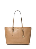 Michael Kors Quinn Large Tote - color: Gold-tone Hardware/Foil Printed Mk Signature Smooth Nappa Leather/Husk