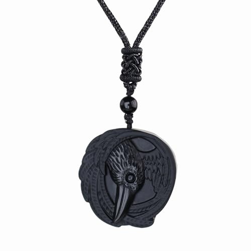 Obsidian Tree of Life Necklaces Orgonite Healing Crystal Stone Pendant Necklace for Spiritual Healing and Meditation Energy Talisman Sacred for Men Women - color: Eagle