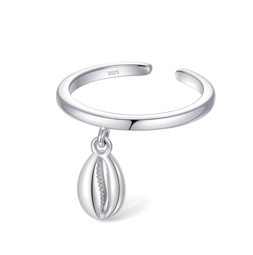 CHIC & ARTSY 925 Sterling Silver Open Toe Ring for Women - Lightweight Comfortable Yoga Toe Rings, Adjustable Stackable Toe Rings, Boho Coastal Vacation Beach Foot Jewellery - color: Conch