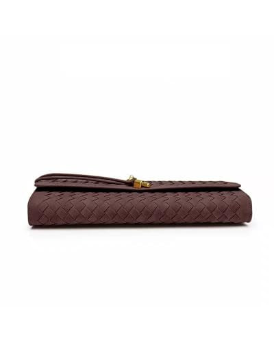 NEWBELLA Handwoven Women's Clutch Purse, Crossbody Bag with Adjustable Strap for Evening & Casual Use - color: Matted Coffee