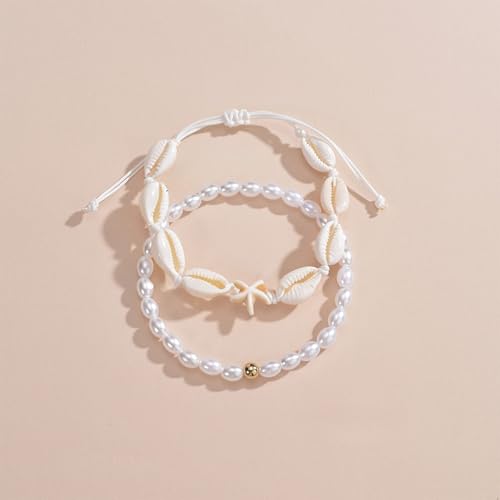 Pearl Anklet for Women Pearl Shell Bracelet Vintage Pearl Layered Anklets Trendy Retro Pearl Ankle Bracelet Summer Beach Foot Jewelry Gifts