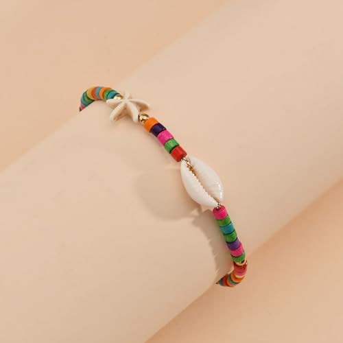 Starfish Ankle Bracelet for Women Elastic Heart Anklet Stretchy Waterproof Ankle Bracelet Colorful Beaded Anklet Boho Love Ankle Bracelet Silver Summer Beach Anklet Jewelry Accessories - color: othera