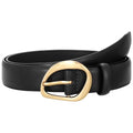 SUOSDEY Women Leather Belt for Jeans Pants, Fashion Dress Waist Belt with Gold Buckle - color: A-black, size: XL:Fit waist 42''-46''