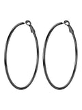 FOCALOOK 14K Gold Plated Lightweight Large Hoops| 2mm Thin Hoop Earrings for Women 30/40/50/70/100mm - color: 01.Black, size: 60mm