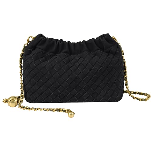 Joryin Woven Women's Crossbody Bag & Evening Purse, Trendy Dumpling Clutch & Hobo Cloud Shoulder Bag Trendy Dumpling Clutch - color: Woven Suede-black