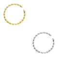 Forbidden Body Jewelry Nose Rings Set Surgical Steel Braided Hoops for Pierced and Fake Nose and Cartilage Piercings 14G-20G - style: 18g 8mm Silver/Gold Tone (2Pcs)