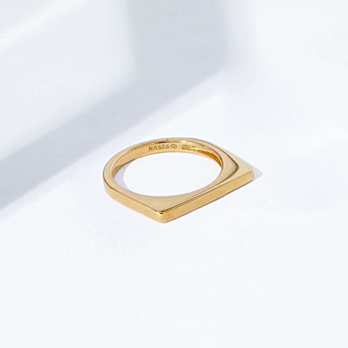 Amazon Essentials 14K Gold Plated Sterling Silver Bar Ring - color: Yellow Gold, size: 8
