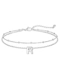 FaithHeart Initial Ankle Bracelets for Women, Waterproof 14k Gold Plated Initial Anklets Non Tarnish Stainless Steel Cute Layered Anklet Summer Beach Jewelry - color: Silver, size: Initial R