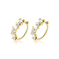 SLUYNZ 925 Sterling Silver CZ Cuff Earrings for Women Small Hoop Earrings No Piercing Cartilage Earrings - color: B-18K Gold Plated