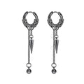 Sonateomber Gothic Silver Black Small Hoop Earrings for Women Men, Punk Hip Hop Engrave Beaded Goth Dangle Drop Earings Halloween Costumes Accessories Prom Fashion Jewelry Gift - color: Black Spike