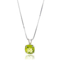 MAX + STONE Cushion Cut Gemstone Necklace | 8mm Solitaire Birthstone Necklace for Women | Gemstone Pendant Necklaces with 18 inch Box Chain - color: Peridot