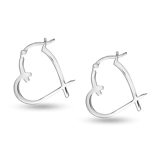 LeCalla 925 Sterling Silver Heart Hoop Earrings for Women | Love Theme Heart Shaped Hoop Earring | Womens Italian Love Heart Earrings Hoops - color: Love Heart Shape