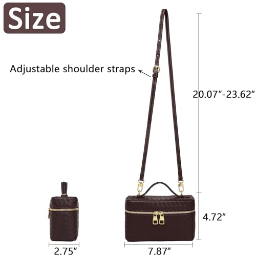 Trendy Shoulder Bags for Women Mini L19 Square Box Satchel Bag Cute PU Leather Crossbody Purse with Adjustable Strap - color: Coffee