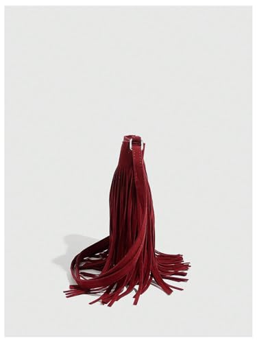 OYOANGLE Women's Fringe Bags Adjustable Strap Tassel Crossbody Bags Hippie Western Purse Cowgirl Shoulder Bag - color: Burgundy