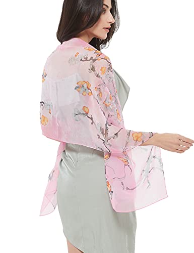 PANTONIGHT Long Chiffon Fashion Scarf Lightweight Chiffon Sheer for women - color: Pink 742