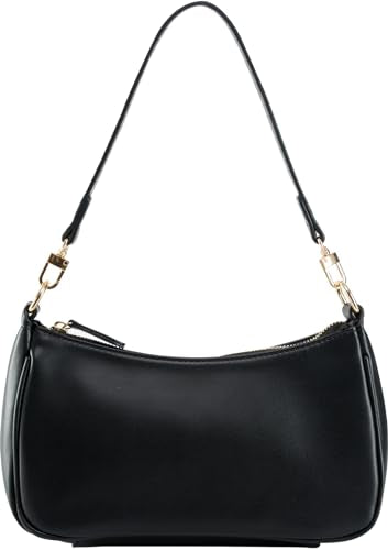 Shoulder Bag for Women with 2 Removable Straps and Zipper Closure Crossbody Bags Clutch Tote HandBags Purses | with 2 Removable Straps - color: Black