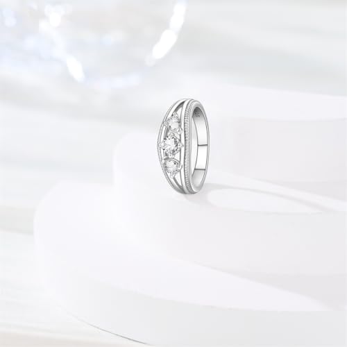 KUNSIR 925 Sterling Silver Rings Classic Cubic Zirconia Eternity Promise Statement Anniversary Wedding Bands Engagement Rings for Women Infinity Forever Love Ring Size 7-9 - style: Crystal Sugar Ring