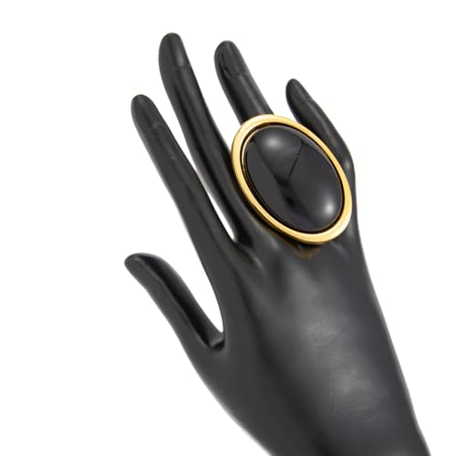 Gold Black Chunky Statement Rings for Women,Vintage Boho Oval Geometric Resin Knuckle Ring,Dainty Wedding Festival Jewelry Gift