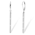 Silver Bar Dangle Drop Earrings for Women, 14K Gold French Style Leverback Dangle Drop Earrings, Hypoallergenic Jewelry - color: CZ Silver