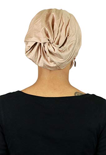 Hats Scarves & More Bamboo Slouchy Beanie for Women Chemo Headwear Moisture Wicking Cancer Turban Head Wrap Snood - color: Beige